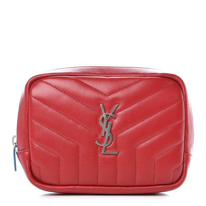 Saint Laurent Lambskin Y Quilted Monogram Loulou Cosmetic Case Rouge Orient 1 of 9