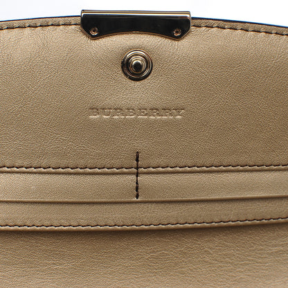 Burberry Metallic Signature Grain Calfskin Check Embossed Porter Continental Wallet Camel Gold 7 of 7