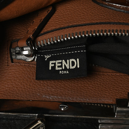 Fendi Cuoio Romano Selleria Bi-Color Medium Peekaboo Iconic Satchel Black Mou 12 of 14