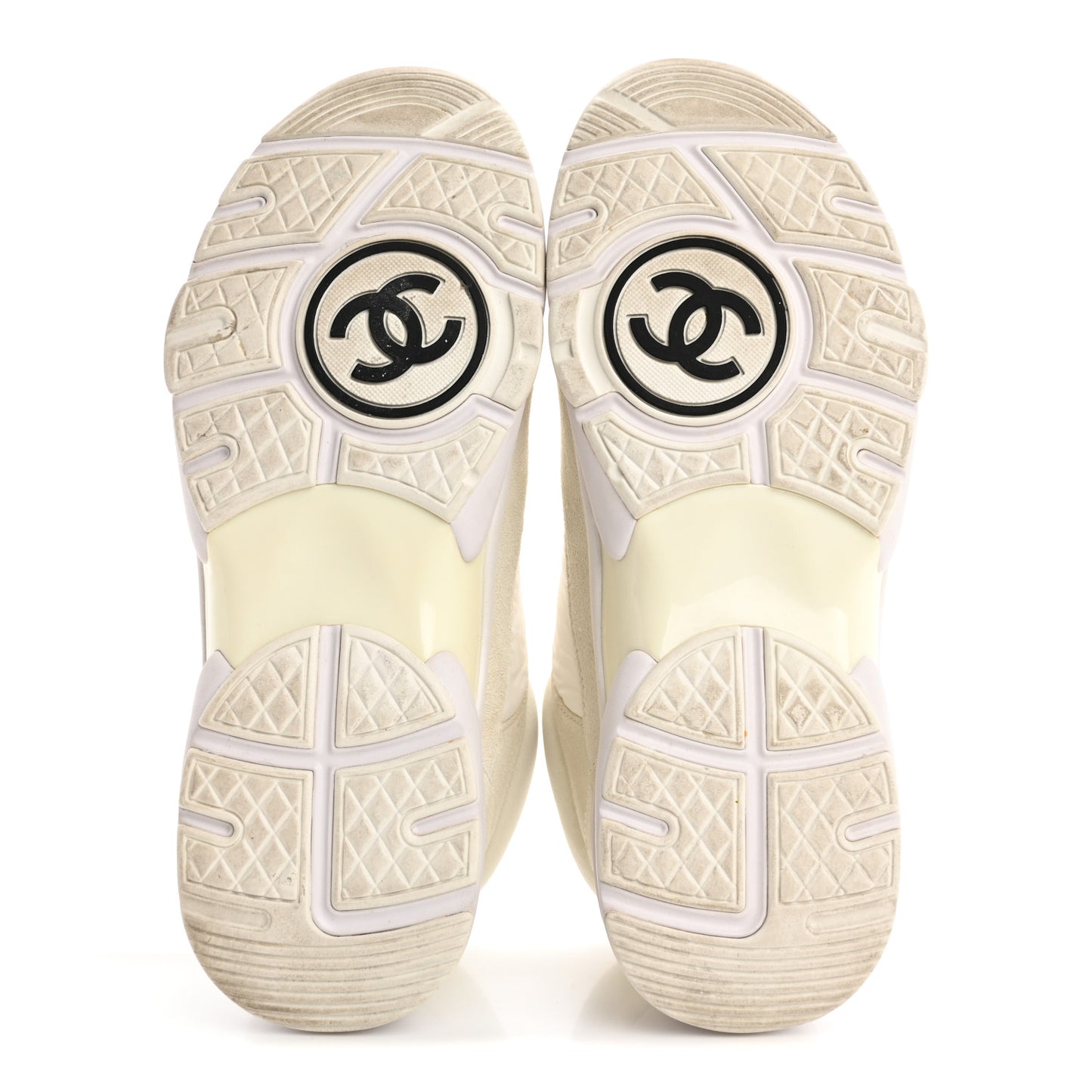 Suede Calfskin Fabric CC Sneakers 38 White