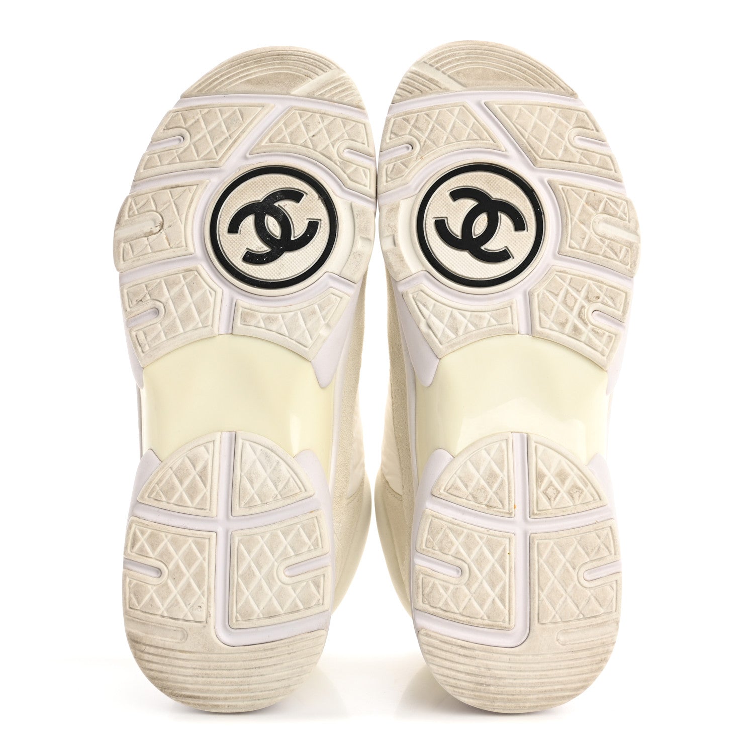 Chanel Suede Calfskin Fabric CC Sneakers 38 White 6 of 16