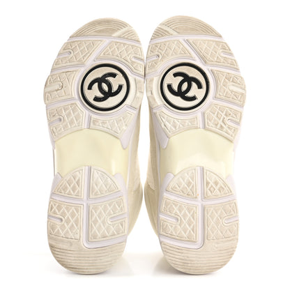 Chanel Suede Calfskin Fabric CC Sneakers 38 White 6 of 16
