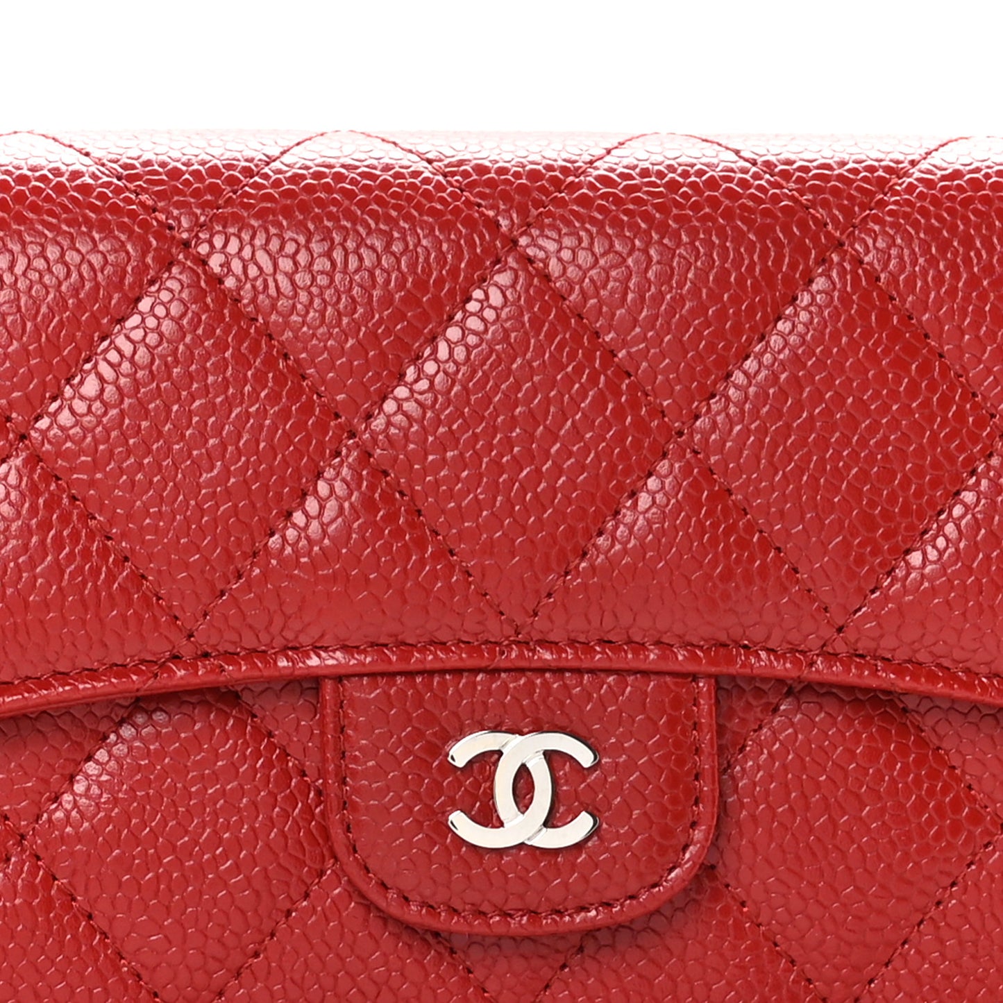 Caviar Quilted Large Flap Wallet Red