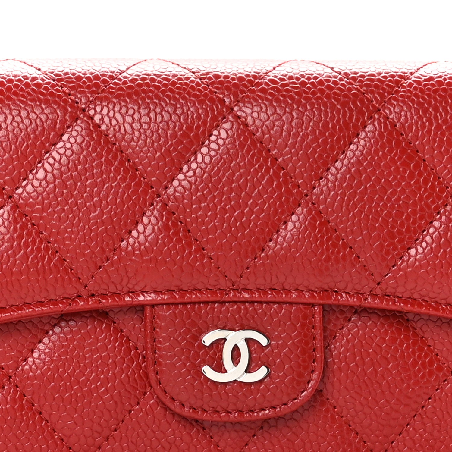 Chanel Caviar Quilted Large Flap Wallet Red 10 of 10