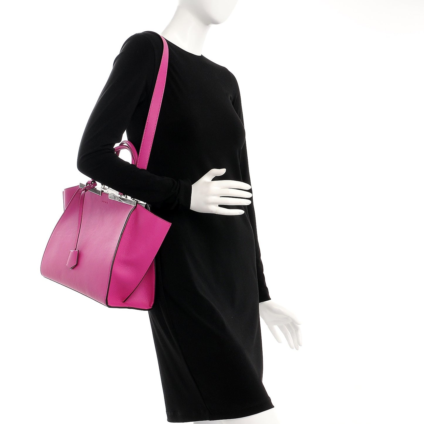 Vitello Dolce Shiny Nappa Petite 3Jours Tote Magenta Carbone