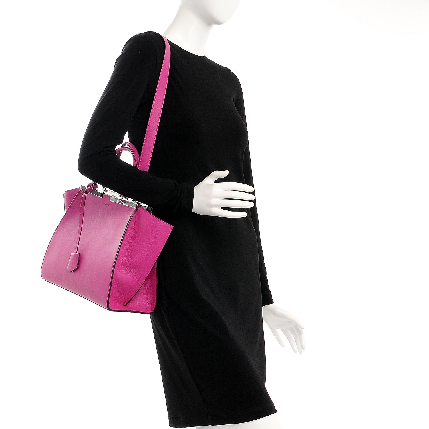 Fendi Vitello Dolce Shiny Nappa Petite 3Jours Tote Magenta Carbone 2 of 8