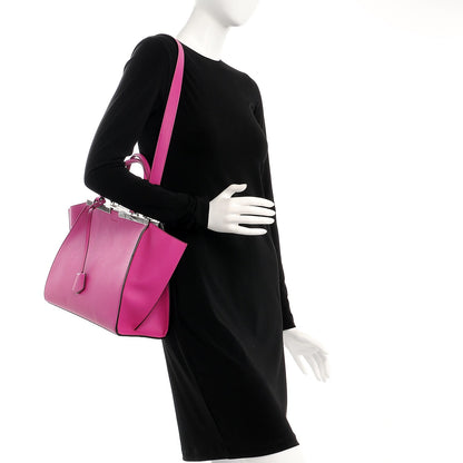 Fendi Vitello Dolce Shiny Nappa Petite 3Jours Tote Magenta Carbone 2 of 8