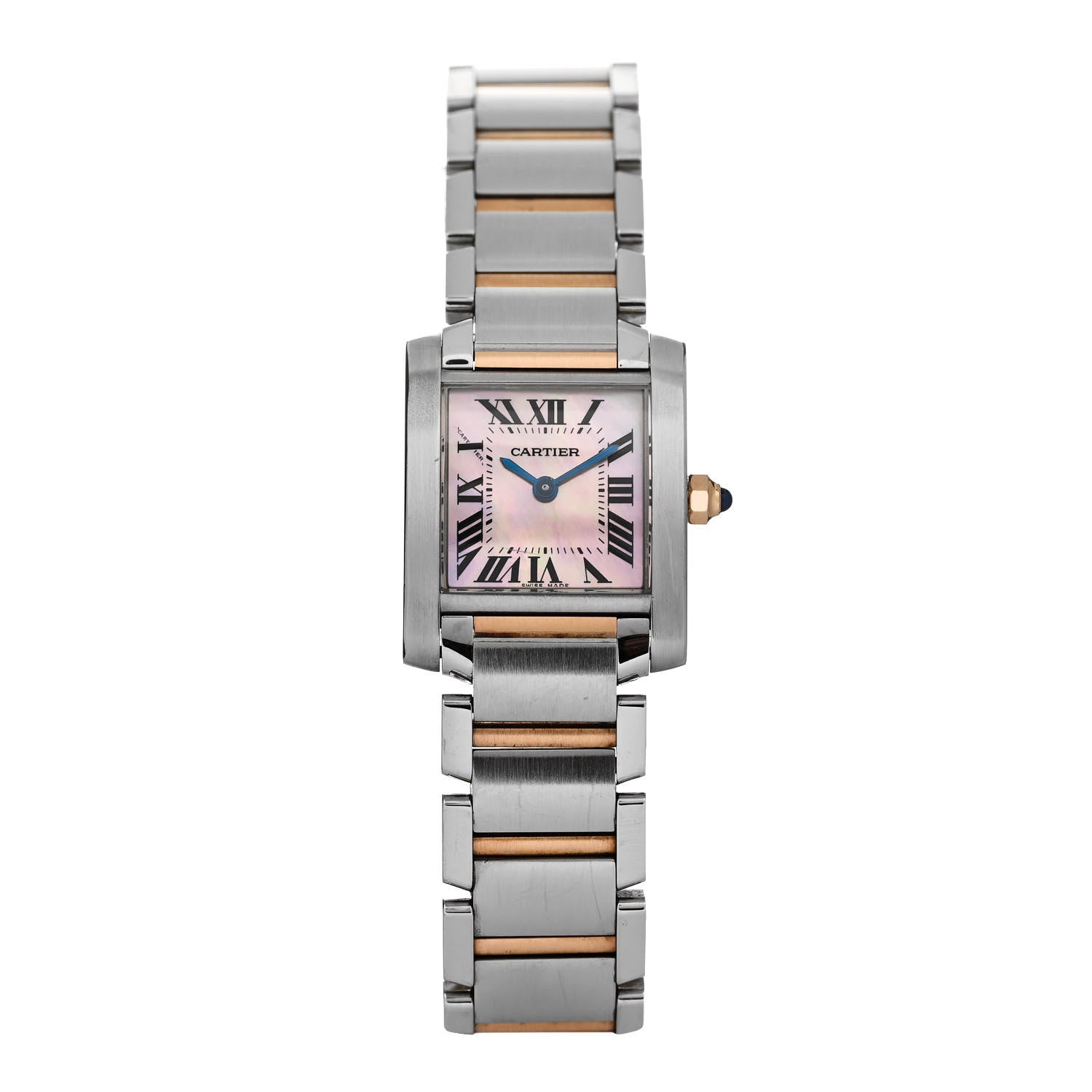 Cartier Stainless Steel 18K Pink Gold Mother of Pearl 20mm Tank Francaise Quartz Watch 1 of 4
