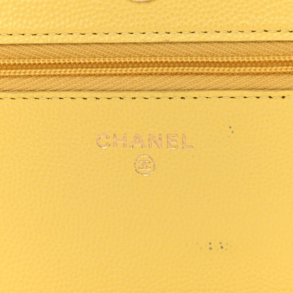 Chanel Caviar Quilted Wallet on Chain WOC Yellow 6 of 13