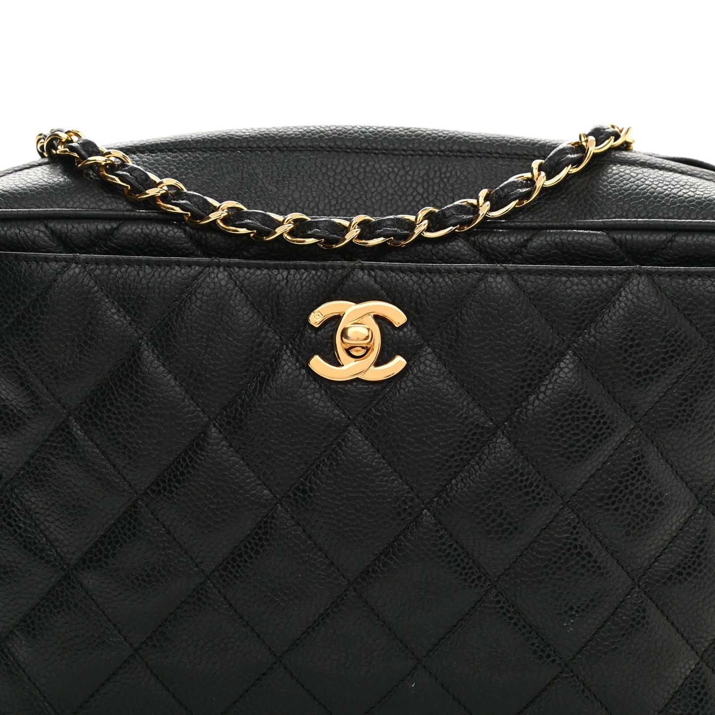 Caviar Quilted Camera Case Black