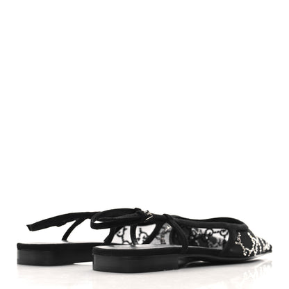 Gucci Tela Retino Kid Scamosciato Crystal GG Monogram Square Demi Ballet Flats 37.5 Black 5 of 9