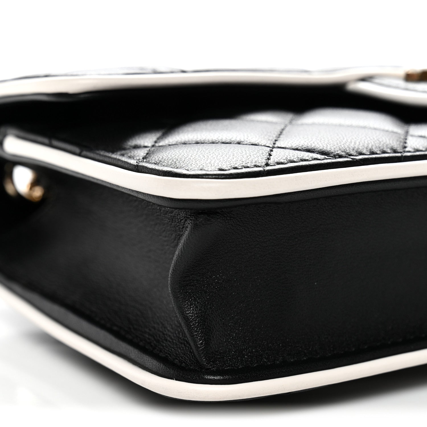 Chanel Lambskin Quilted Resin CC Mini Flap Bag Black White 10 of 11