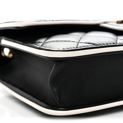 Chanel Lambskin Quilted Resin CC Mini Flap Bag Black White 10 of 11