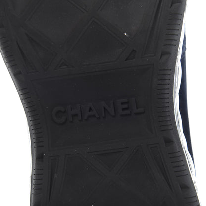 Chanel Suede Calfskin Velvet Grosgrain CC Sneakers 38 Navy Blue Black 8 of 10