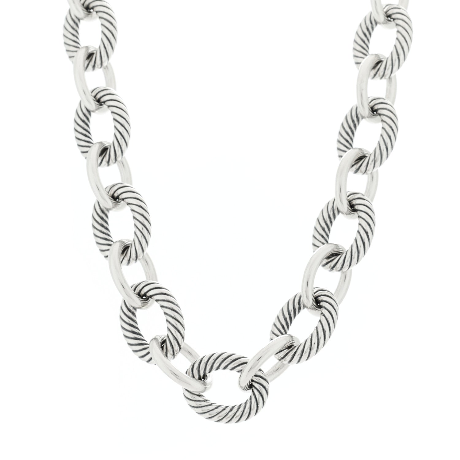 David Yurman Sterling Silver 18mm Oval Link Necklace 1 of 4