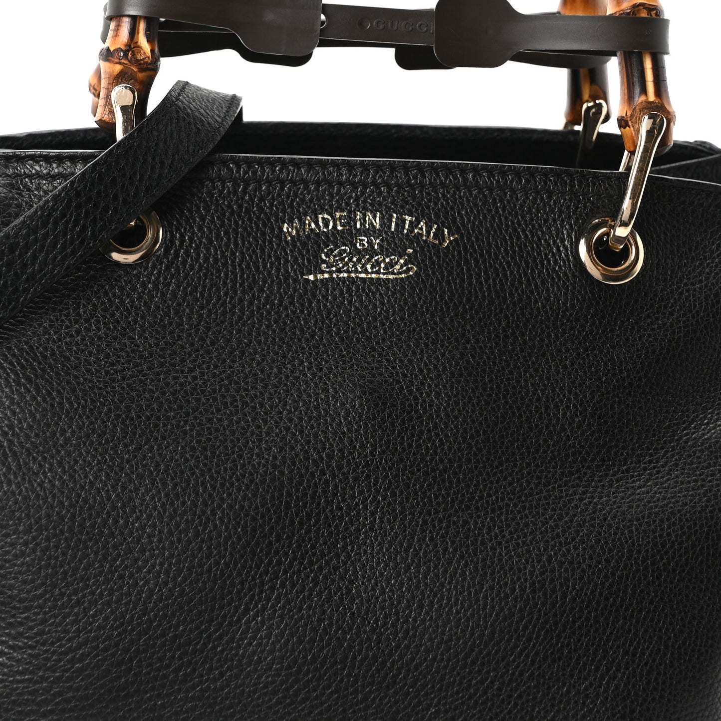 Calfskin Small Bamboo Shopper Tote Black