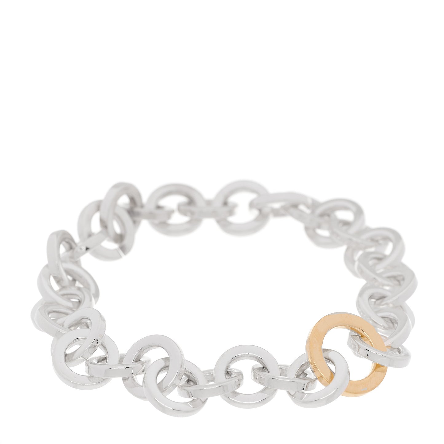 Sterling Silver 18K Yellow Gold Circle Link Bracelet