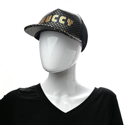 Gucci X SEGA Calfskin GUCCY Stars Baseball Hat M Black Gold 2 of 9