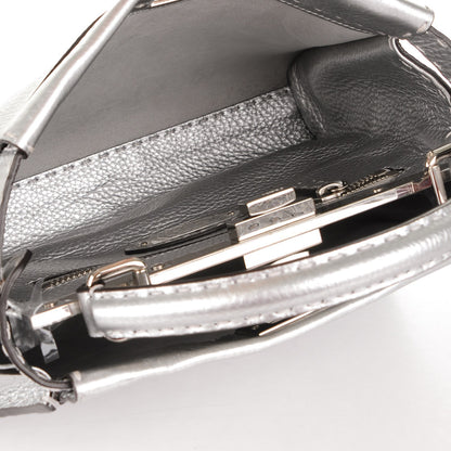 Fendi Cuoio Romano Lux Selleria Medium Peekaboo Iconic Satchel Argento 5 of 7
