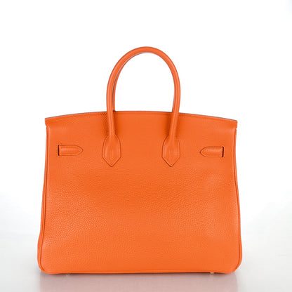 Hermes Taurillon Clemence Birkin 35 Orange 4 of 23