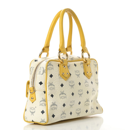 MCM Visetos Satchel White Yellow 3 of 20
