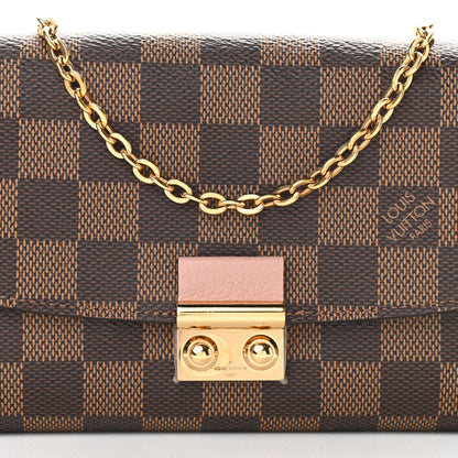 Louis Vuitton Damier Ebene Croisette Chain Wallet Rose Ballerine 8 of 12