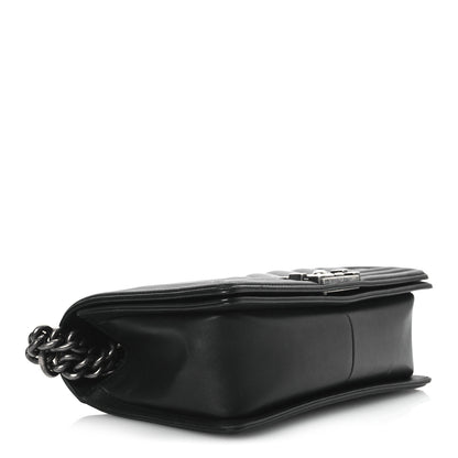 Chanel Calfskin Chevron Quilted Medium Boy Flap Black 4 of 14