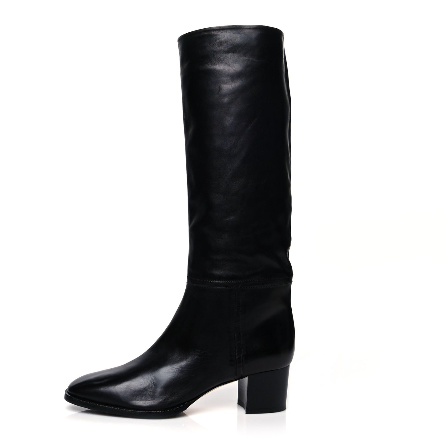Calfskin Knee High Boots 40 Black