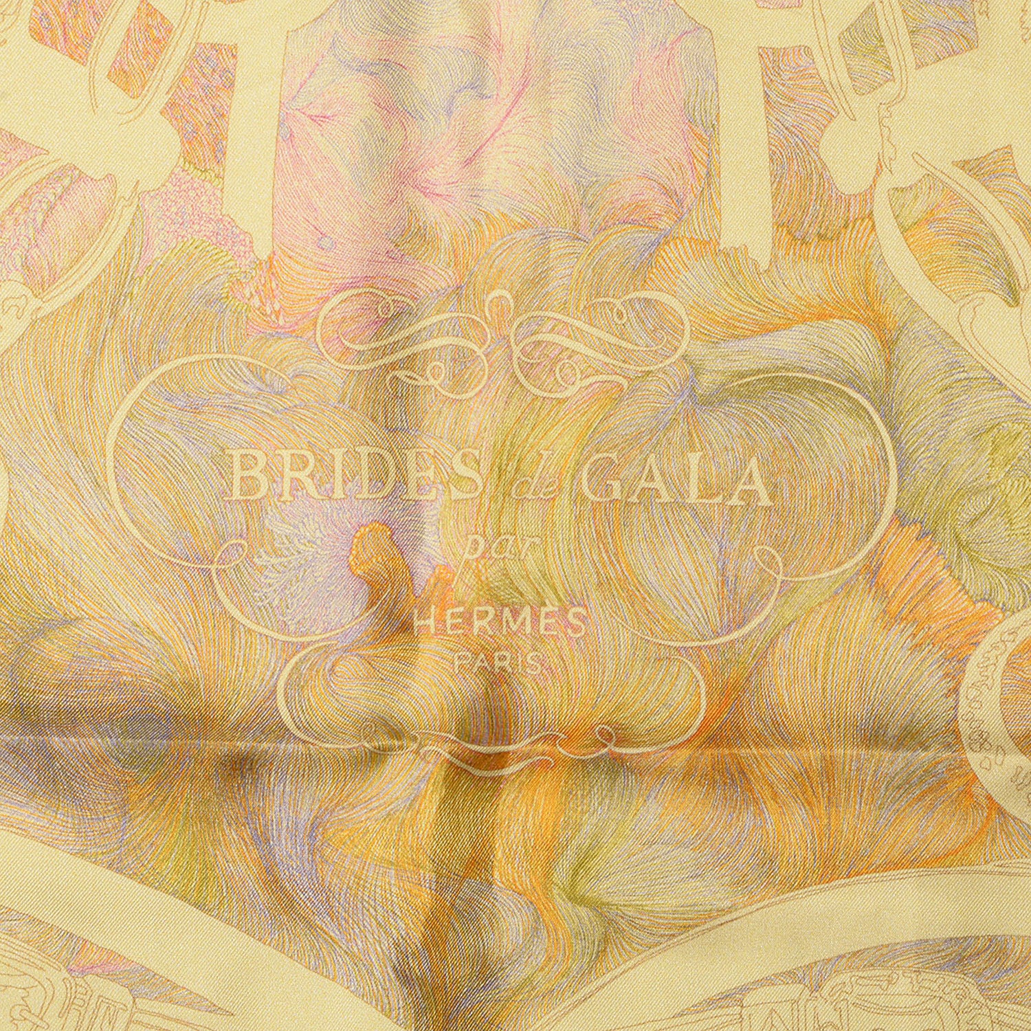 Hermes Silk Brides De Gala En Finesse Scarf 90 Soleil Jaune Pale Tilleul 3 of 6