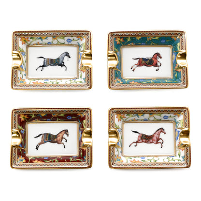 Hermes Porcelain Rocabar A Cheval Set of 4 Mini Ashtrays Multicolor 1 of 4