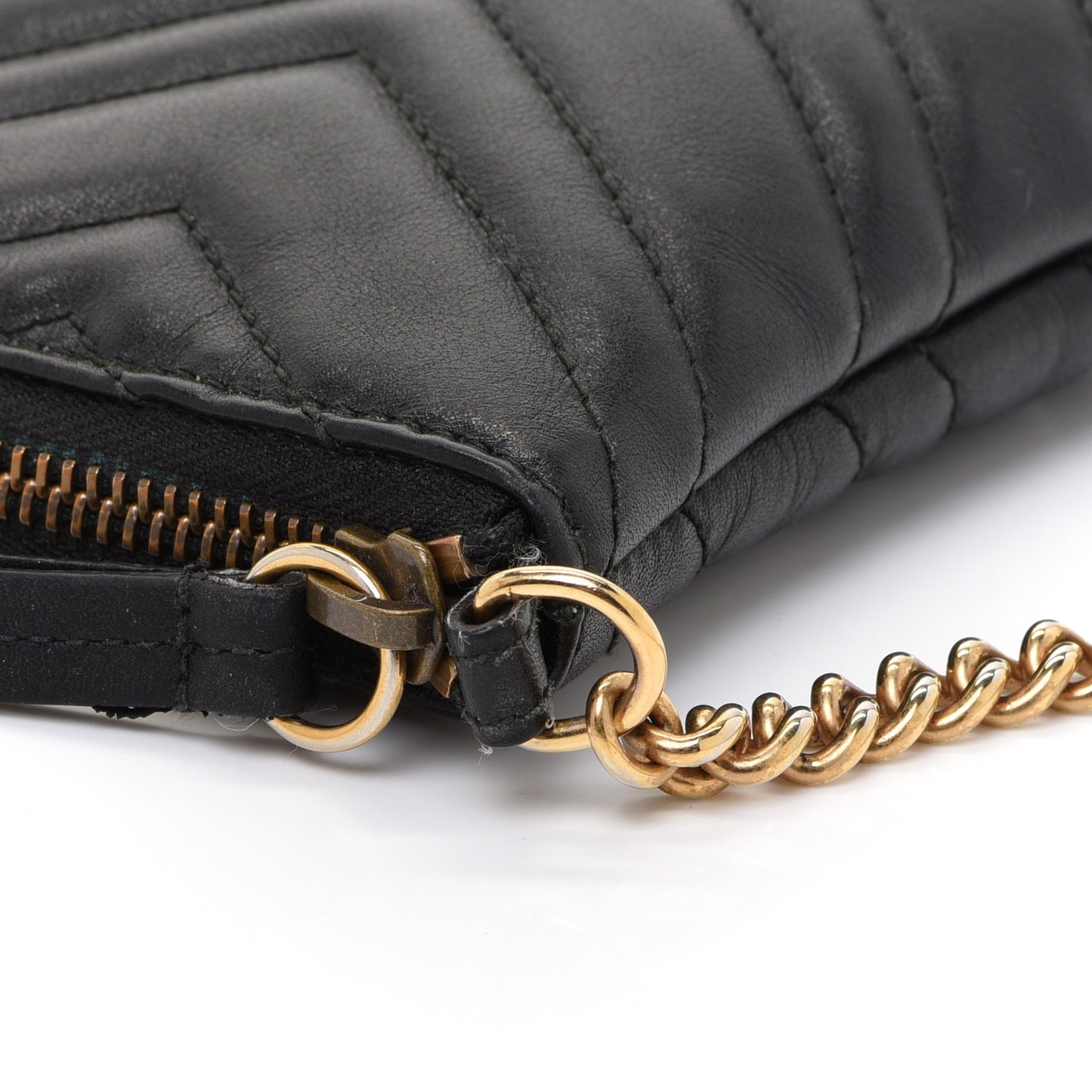 Calfskin Matelasse Mini GG Marmont Chain Bag Black