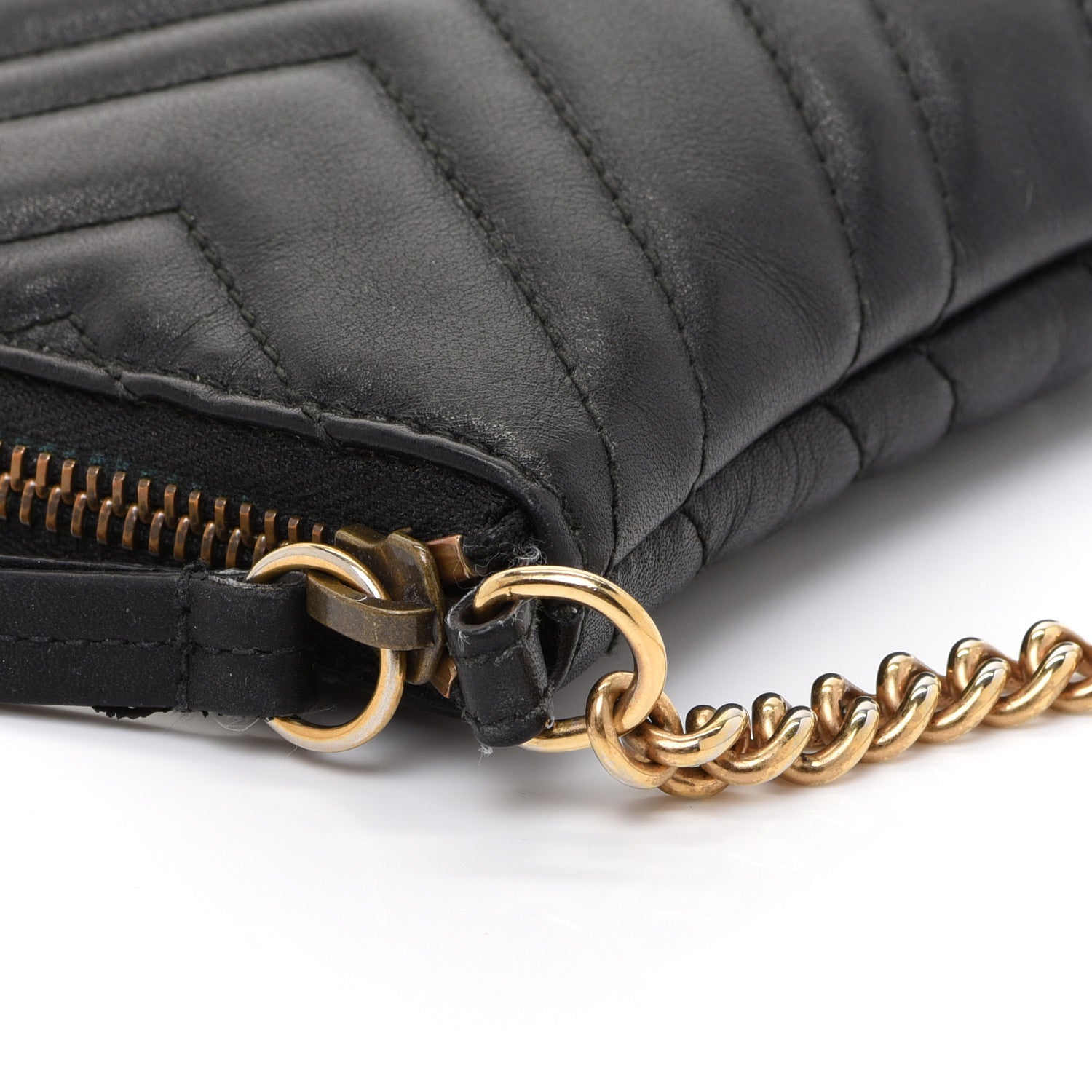 Gucci Calfskin Matelasse Mini GG Marmont Chain Bag Black 12 of 14