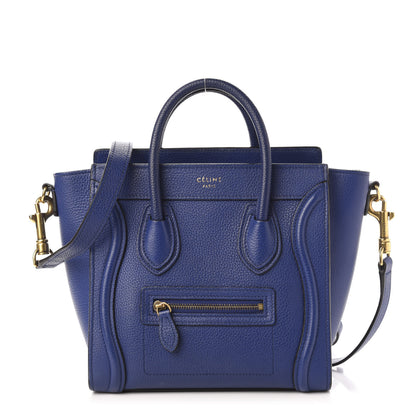 Celine Drummed Calfskin Nano Luggage Indigo 1 of 9