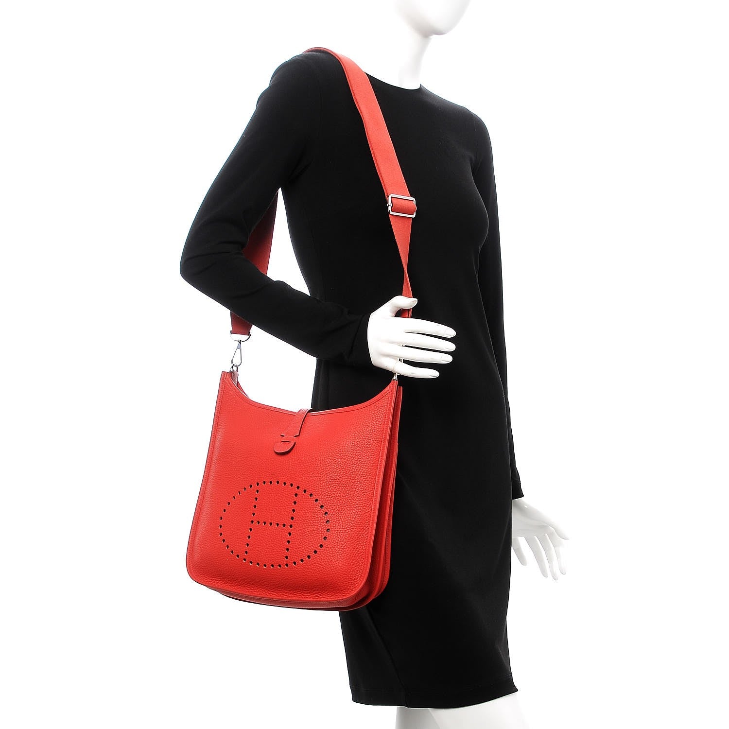 Hermes Taurillon Clemence Evelyne III PM Rouge Tomate 2 of 9
