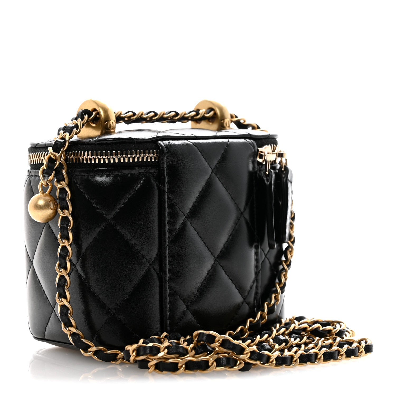 Chanel Calfskin Quilted Mini Perfect Fit Vanity Case With Chain Black 3 of 11