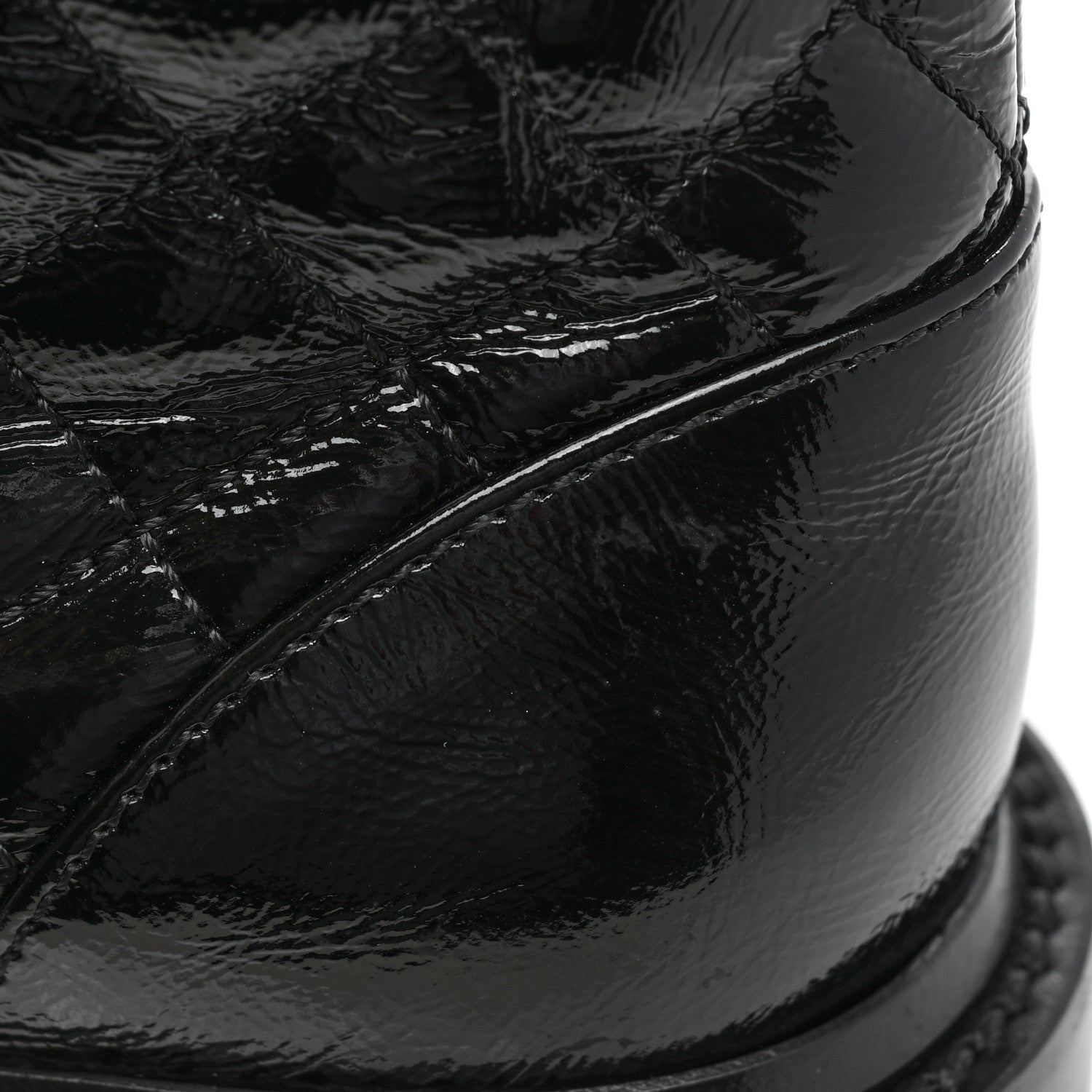 Chanel Shiny Calfskin Quilted Lace Up Combat Boots 36 Black 9 of 10