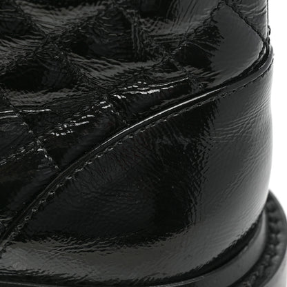 Chanel Shiny Calfskin Quilted Lace Up Combat Boots 36 Black 9 of 10