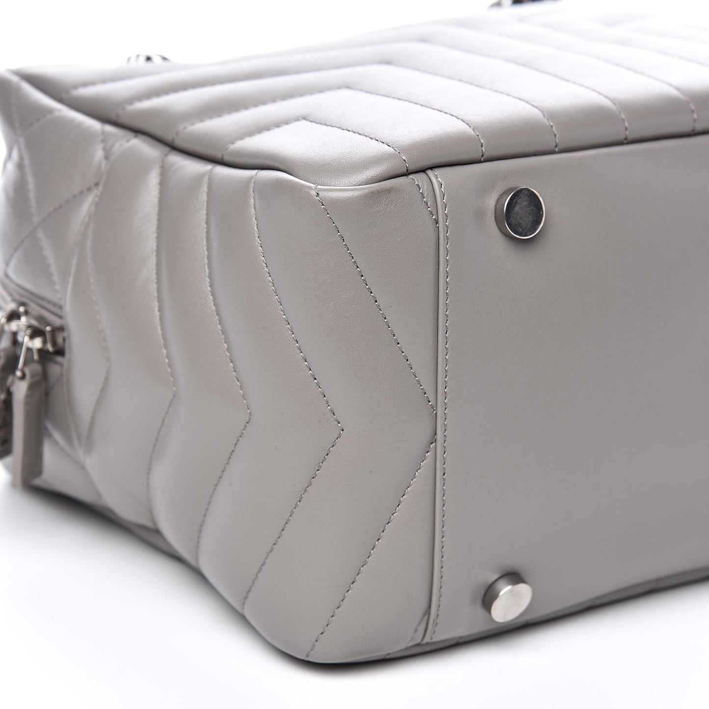 Calfskin Y Quilted Monogram Loulou Bowling Bag Grey