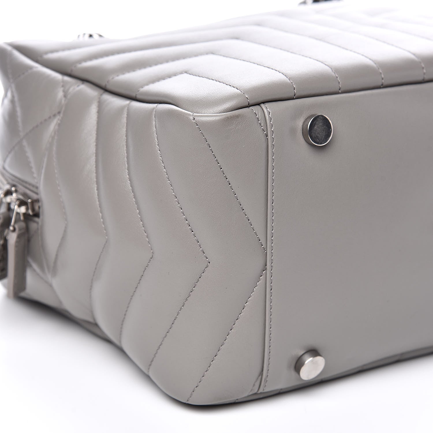 Saint Laurent Calfskin Y Quilted Monogram Loulou Bowling Bag Grey 7 of 9