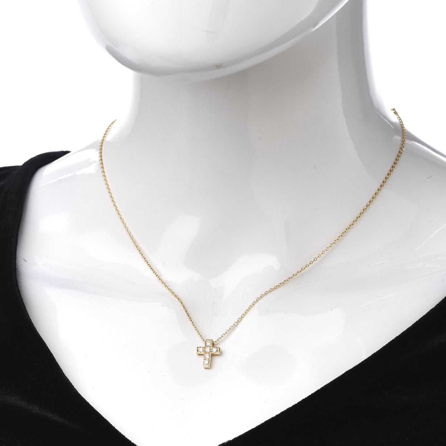 18K Yellow Gold Diamond Cross Pendant Necklace