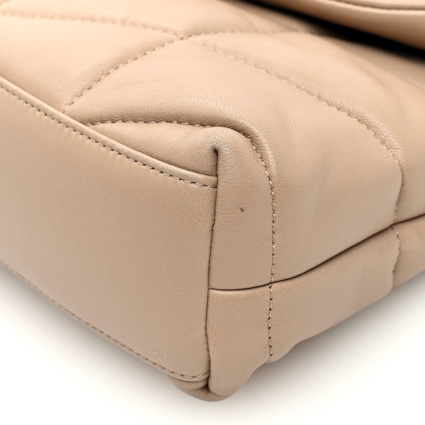 Lambskin Quilted Toy Loulou Puffer Monogram Chain Satchel Dark Beige