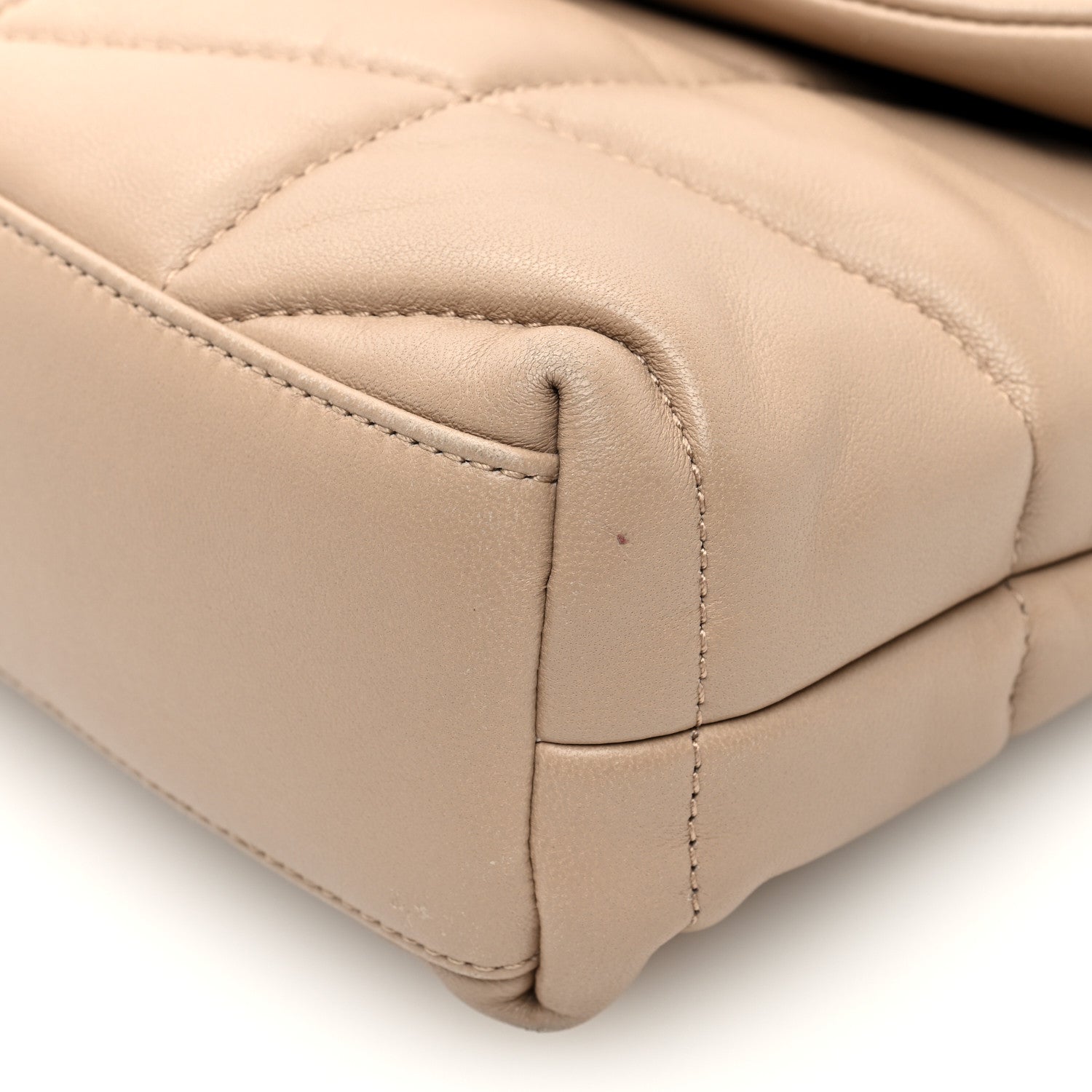 Saint Laurent Lambskin Quilted Toy Loulou Puffer Monogram Chain Satchel Dark Beige 9 of 9