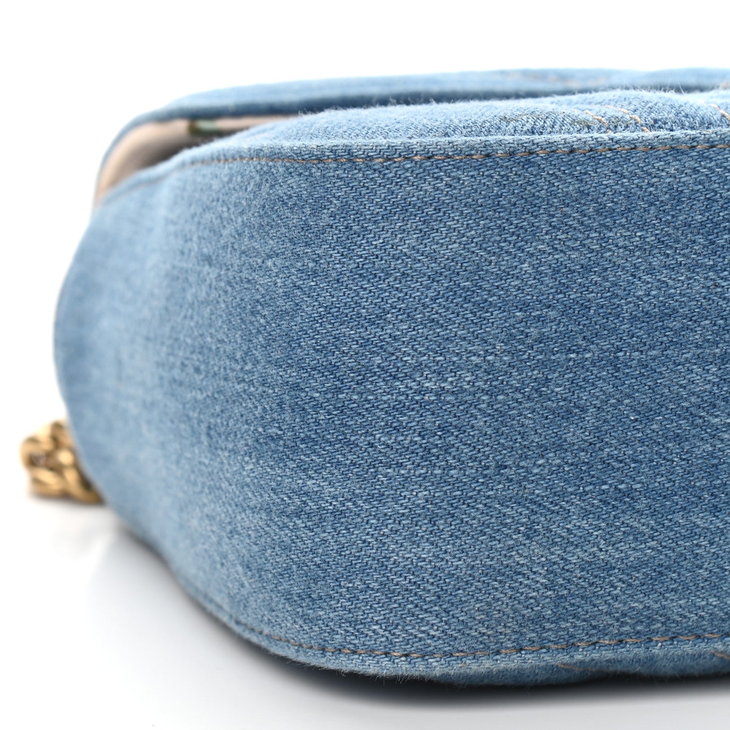 Gucci Denim Matelasse Small Pearly GG Marmont Shoulder Bag Blue 7 of 8
