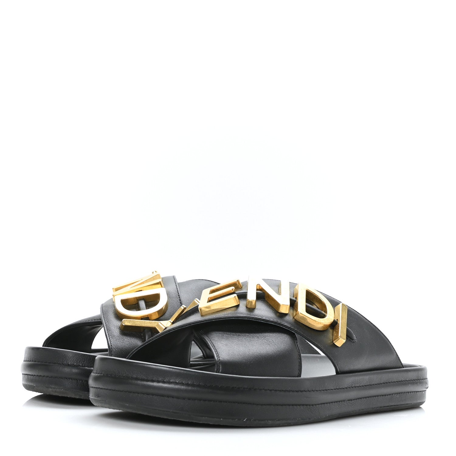 Fendi Vitello Womens Fendigraphy Slide Sandals 41 Black 3 of 7