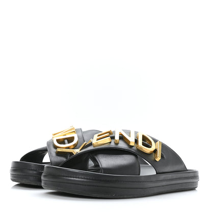 Fendi Vitello Womens Fendigraphy Slide Sandals 41 Black 3 of 7