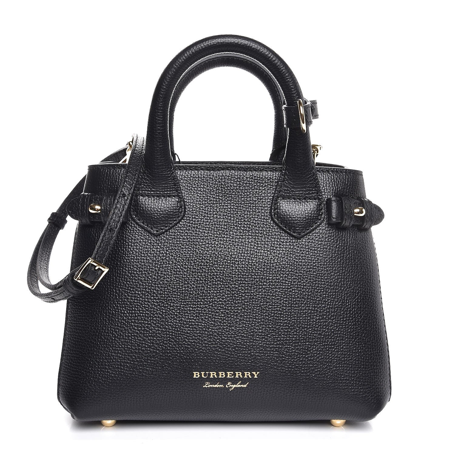 Burberry Grainy Calfskin House Check Baby Banner Tote Black 1 of 8