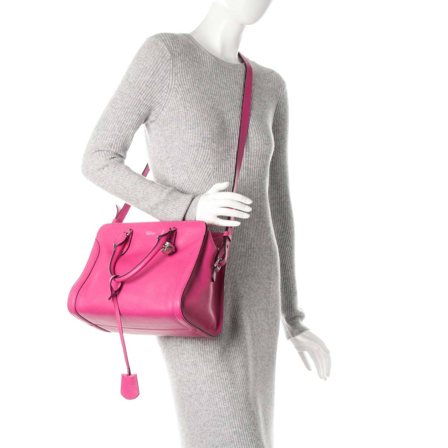 Pebbled Calfskin Small Skull Padlock Zip Around Tote Bouganville