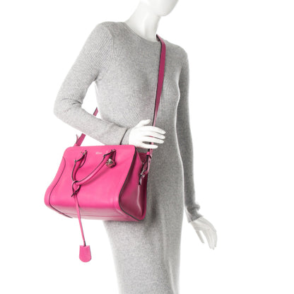 Alexander McQueen Pebbled Calfskin Small Skull Padlock Zip Around Tote Bouganville 2 of 8