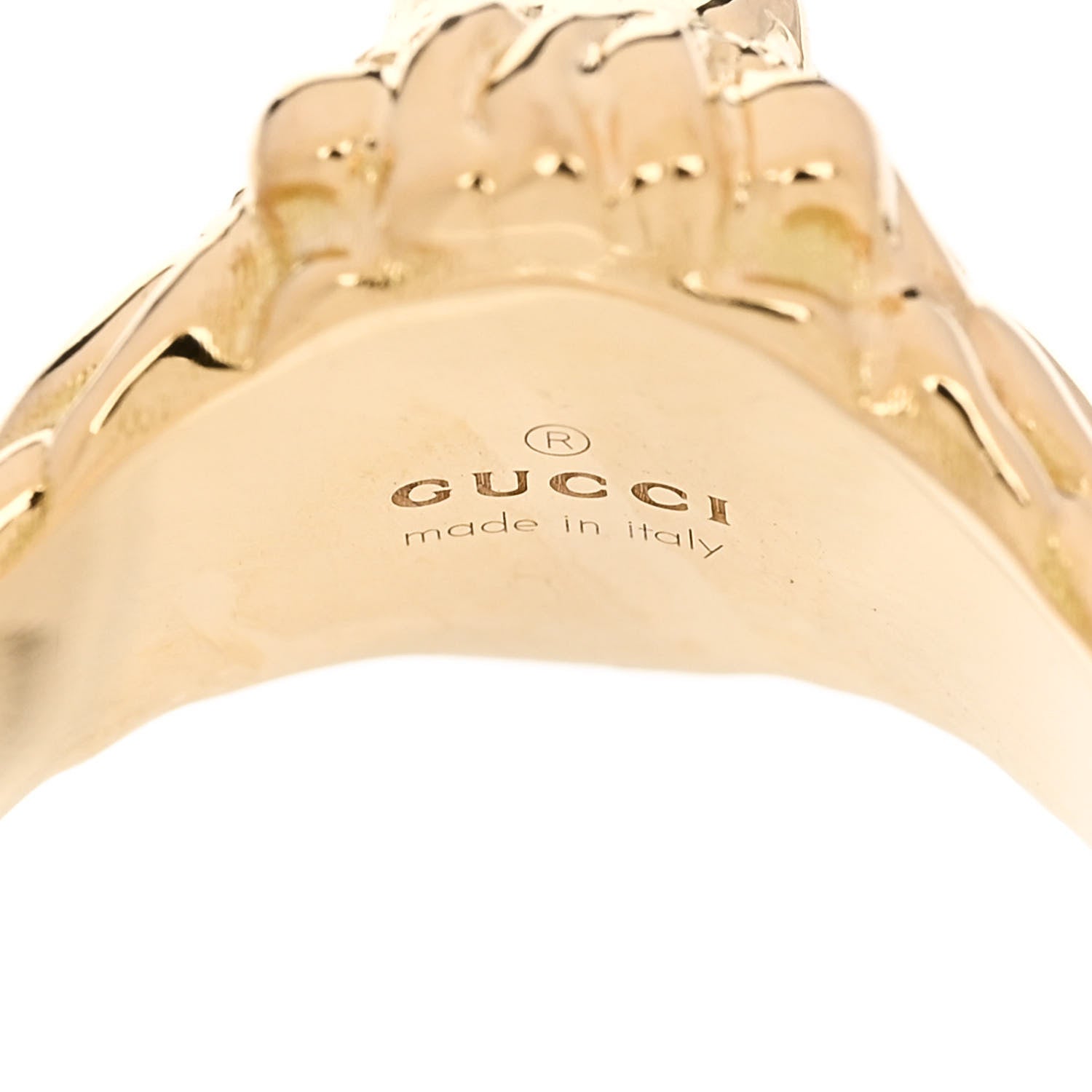 Gucci 18K Yellow Gold Diamond Fire Opal Lion Head Ring 53 6.25 5 of 6