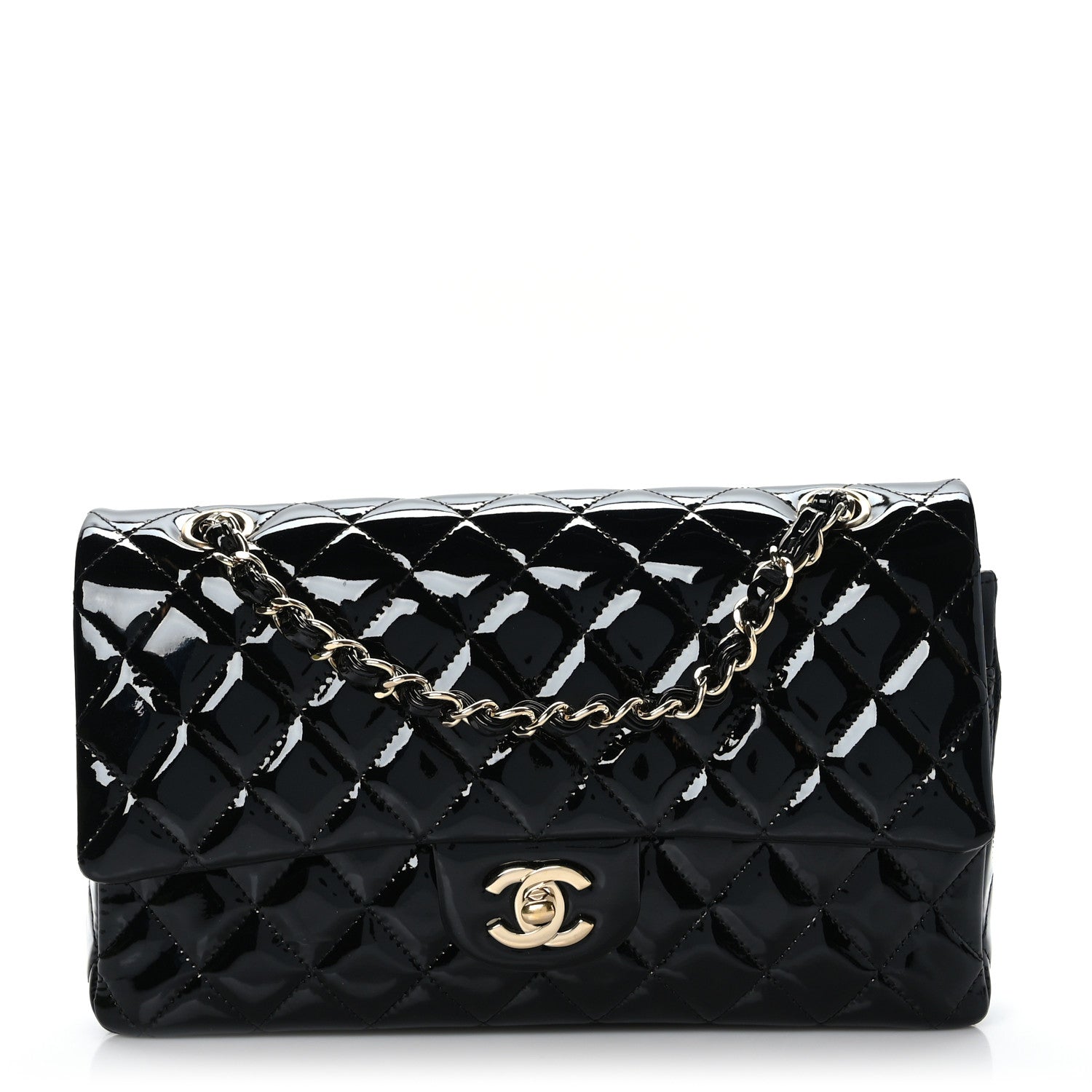 Chanel Patent Quilted Medium Double Flap Black 1 of 9
